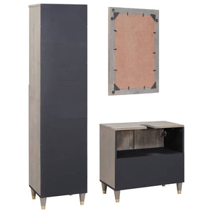 Wandmontiertes Badezimmerschrank-Set Grau Mango