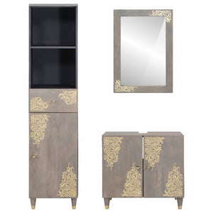 Wandmontiertes Badezimmerschrank-Set Grau Mango