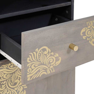 Graues Mango Massivholz Badezimmermöbel-Set, 4-teilig