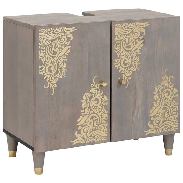Graues Mango Massivholz Badezimmermöbel-Set, 4-teilig