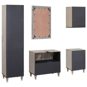 Graues Mango Badezimmerschrank Set, 5-teilig