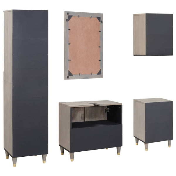 Graues Mango Badezimmerschrank Set, 5-teilig