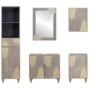 Graues Mango Badezimmerschrank Set, 5-teilig