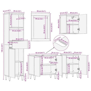 Graues Mango Badezimmerschrank Set, 5-teilig