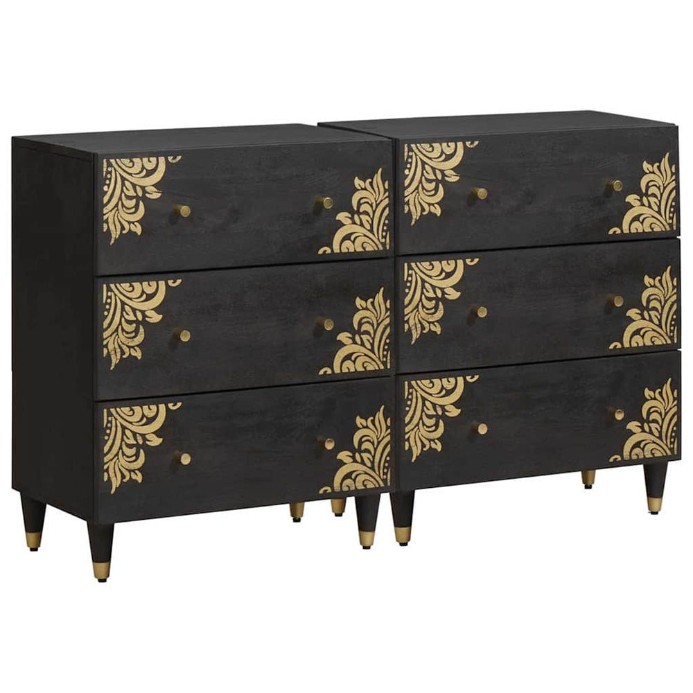 Schwarzes Sideboard 60cm Mango Massivholz