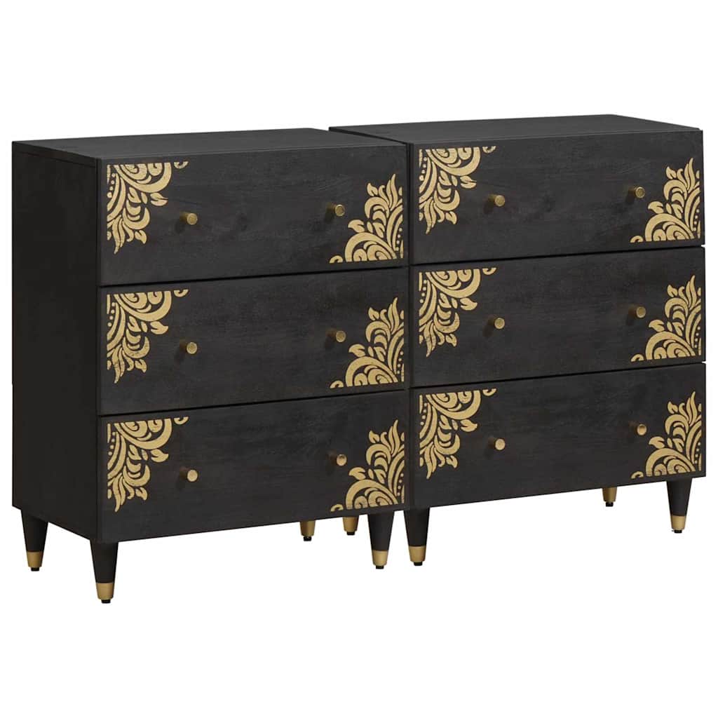 Schwarzes Sideboard 60cm Mango Massivholz