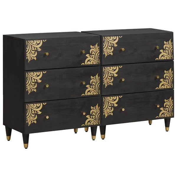 Schwarzes Sideboard 60cm Mango Massivholz