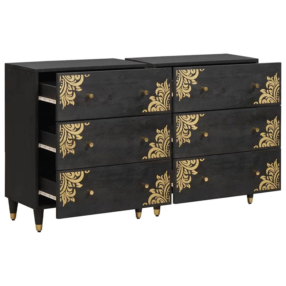 Schwarzes Sideboard 60cm Mango Massivholz