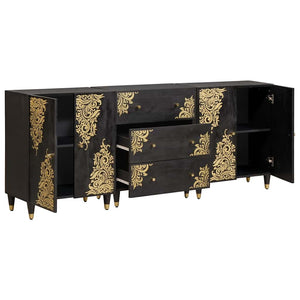 Schwarzes Badezimmerschrank-Set mit Regal, 3-teilig