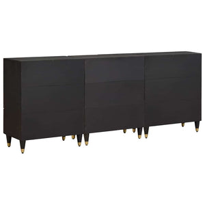 Schwarzes Badezimmerschrank-Set mit Regal, 3-teilig