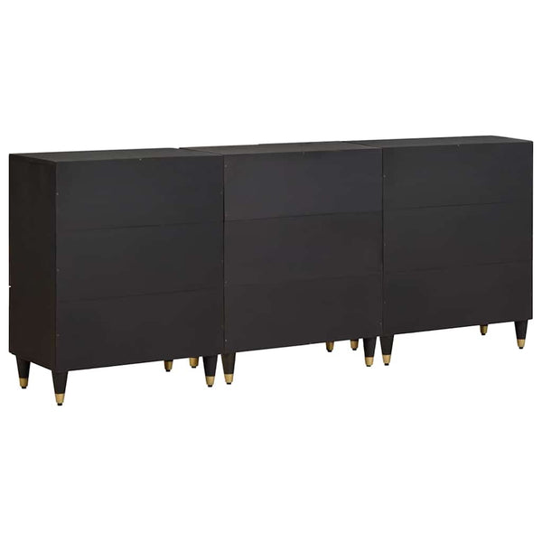 Schwarzes Badezimmerschrank-Set mit Regal, 3-teilig