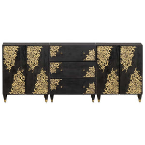 Schwarzes Badezimmerschrank-Set mit Regal, 3-teilig