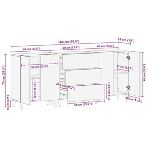 Schwarzes Badezimmerschrank-Set mit Regal, 3-teilig