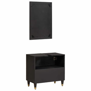 Schwarzes Badezimmerschrank-Set Mango Massivholz