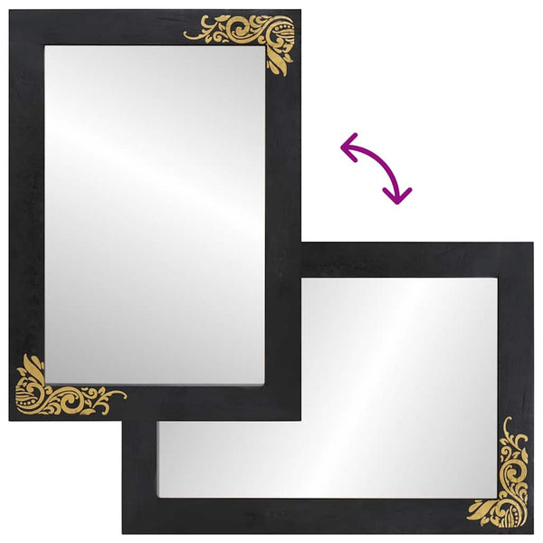 Schwarzes Mango Massivholz Badezimmerschrank-Set, 3-teilig