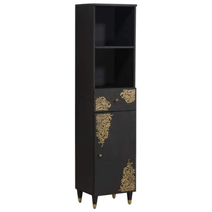 Badezimmerschrank-Set Schwarz Mango Massivholz 4-teilig