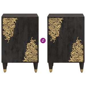 Schwarzes Badezimmerschrank Set Mango Massivholz 5-teilig