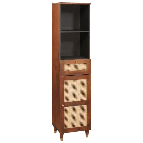 Badezimmerschrank Set Mango Massivholz Braun/Schwarz