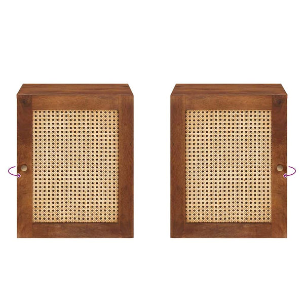 Badezimmerschrank Set Mango Massivholz Braun/Schwarz