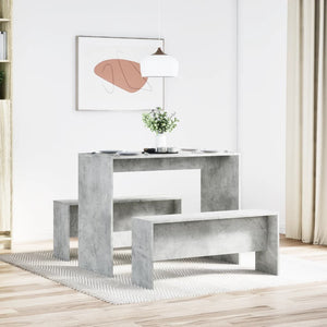 Esstisch Set mit Bank, Betongrau