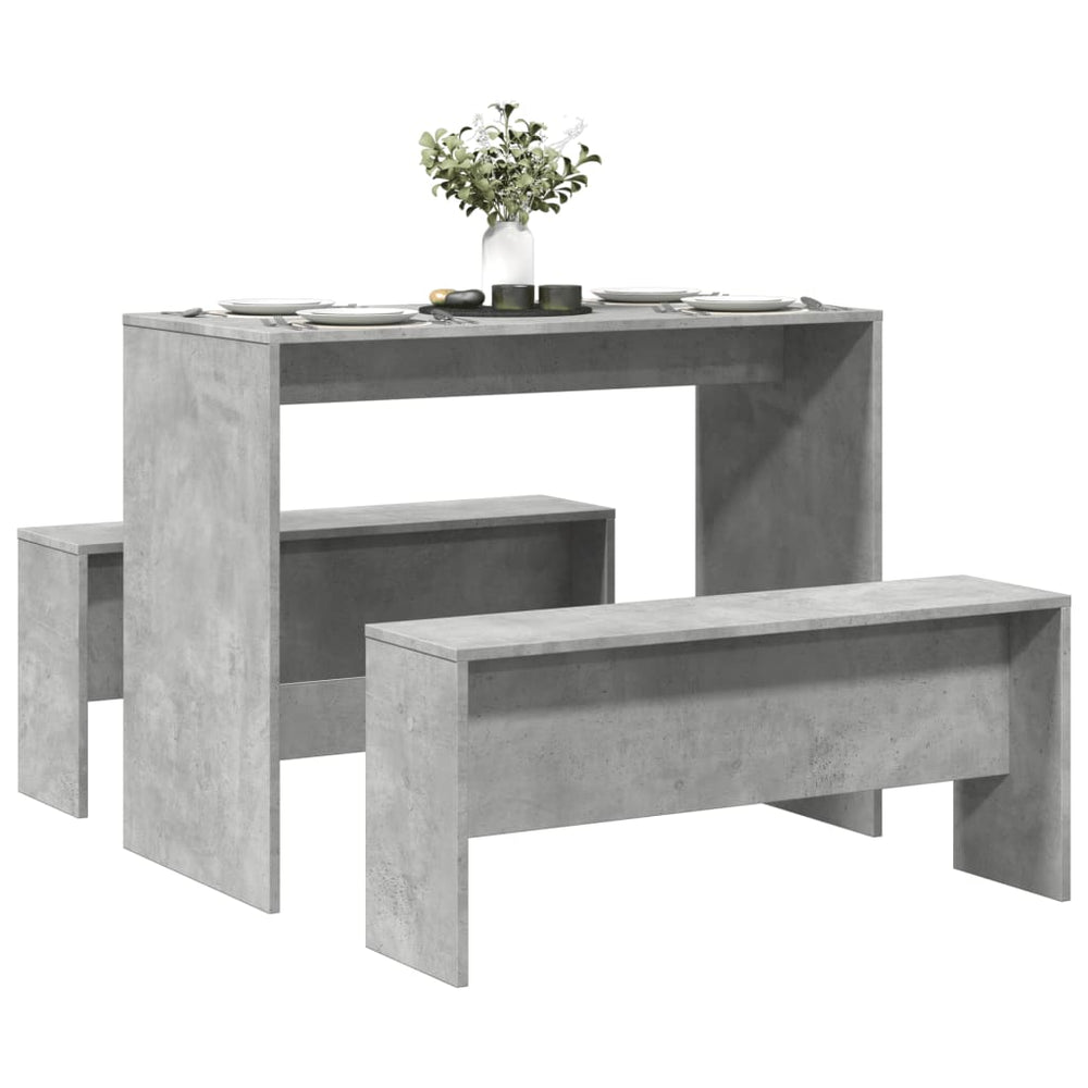 Esstisch Set mit Bank, Betongrau