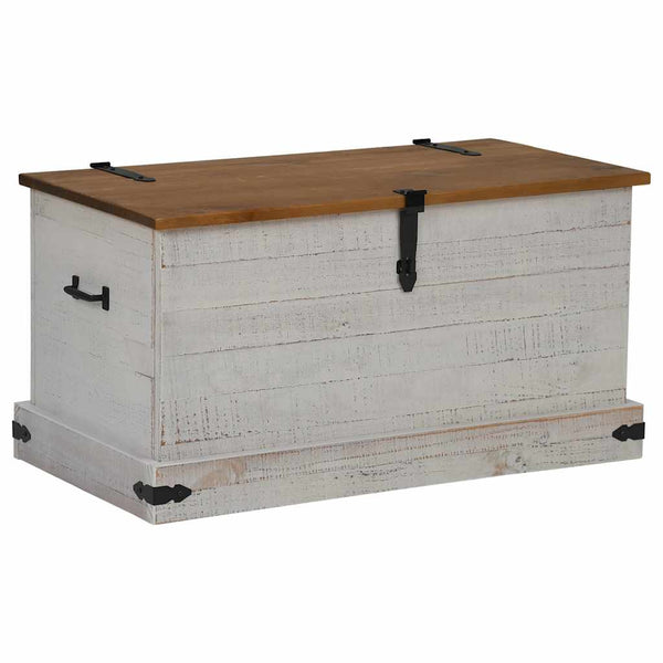 Truhe HALDEN Weiß Kiefer Massivholz 91 cm