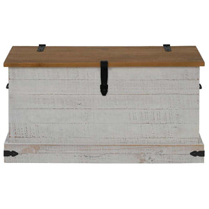 Truhe HALDEN Weiß Kiefer Massivholz 91 cm