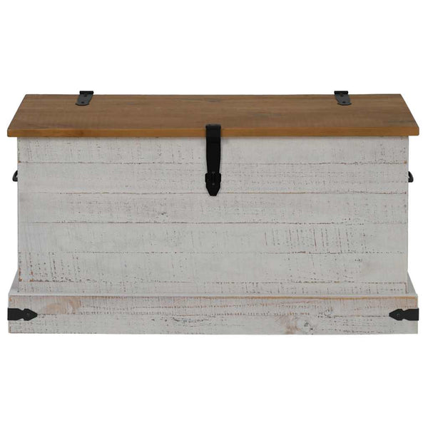 Truhe HALDEN Weiß Kiefer Massivholz 91 cm