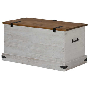 Truhe HALDEN Weiß Kiefer Massivholz 91 cm