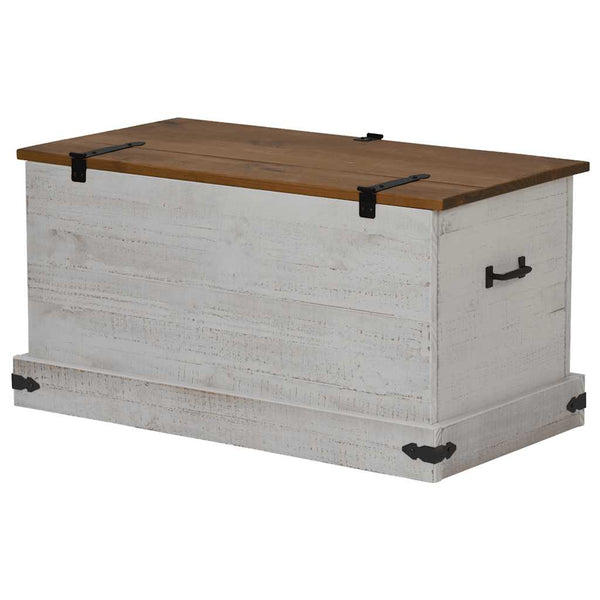 Truhe HALDEN Weiß Kiefer Massivholz 91 cm