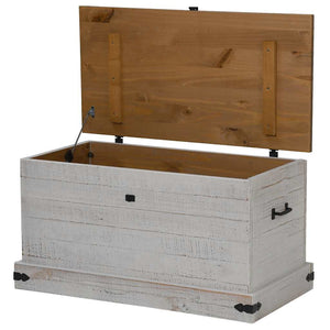 Truhe HALDEN Weiß Kiefer Massivholz 91 cm