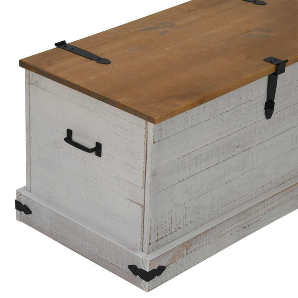 Truhe HALDEN Weiß Kiefer Massivholz 91 cm