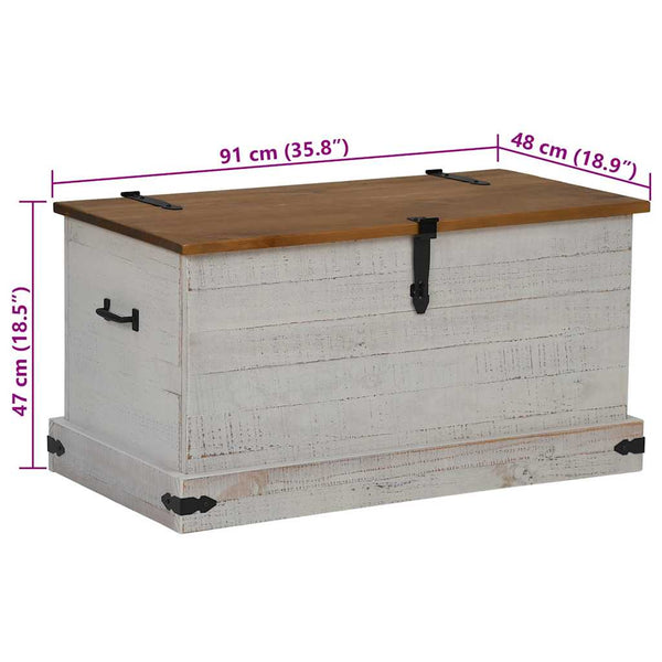 Truhe HALDEN Weiß Kiefer Massivholz 91 cm