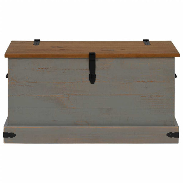Graue Kiefernholz Truhe HALDEN 91x48x47 cm