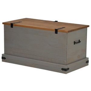 Graue Kiefernholz Truhe HALDEN 91x48x47 cm