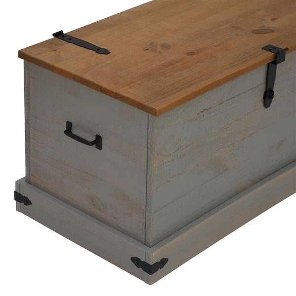 Graue Kiefernholz Truhe HALDEN 91x48x47 cm