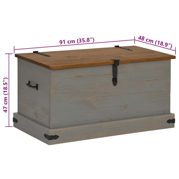 Graue Kiefernholz Truhe HALDEN 91x48x47 cm