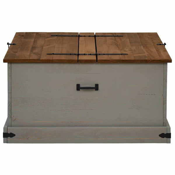Graue Kiefer Massivholz Truhe 91x91 cm