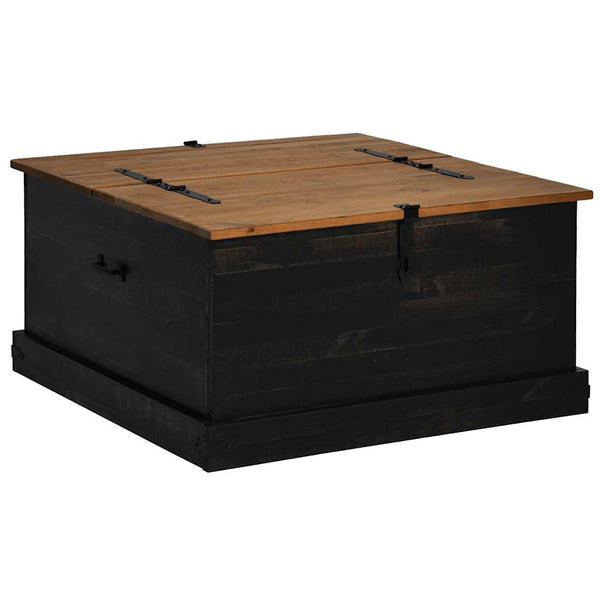 Schwarze Aufbewahrungstruhe Kiefer Massivholz 91x91 cm