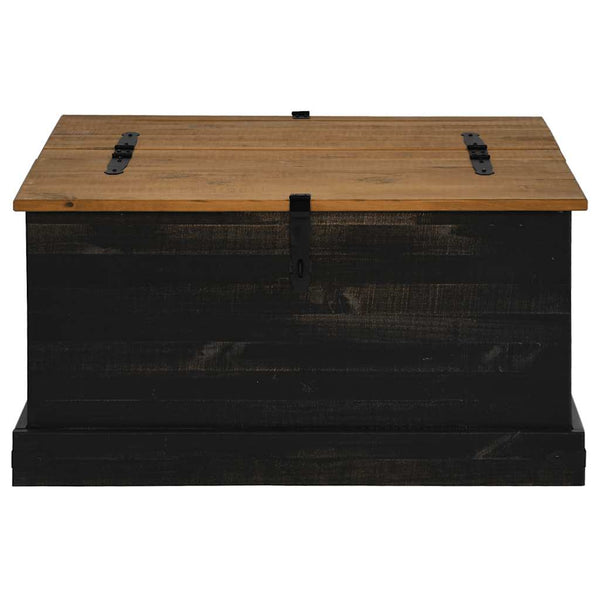 Schwarze Aufbewahrungstruhe Kiefer Massivholz 91x91 cm