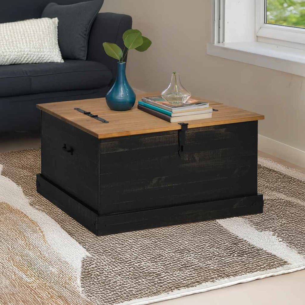 vidaXL Coffre HALDEN Noir 91x91x47 cm Bois de pin massif