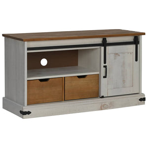 TV-Schrank HALDEN Weiß Massivholz 110 cm