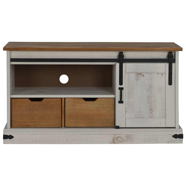 TV-Schrank HALDEN Weiß Massivholz 110 cm