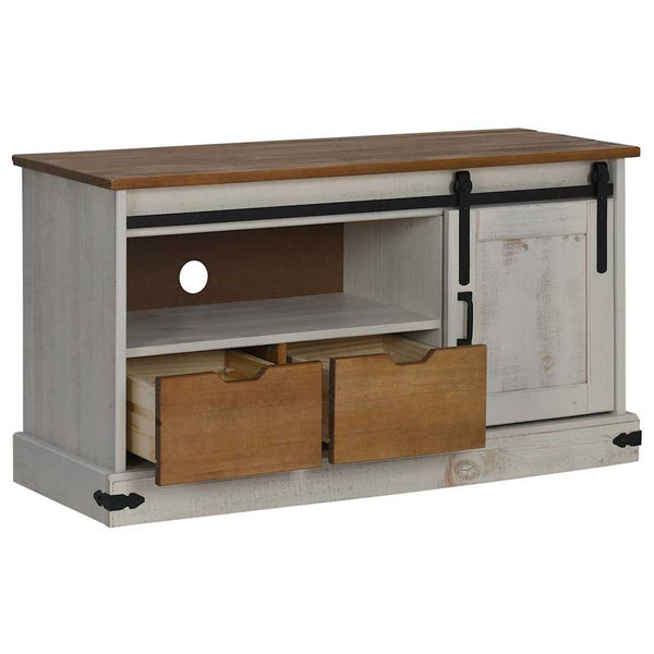 TV-Schrank HALDEN Weiß Massivholz 110 cm