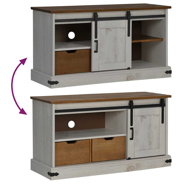 TV-Schrank HALDEN Weiß Massivholz 110 cm