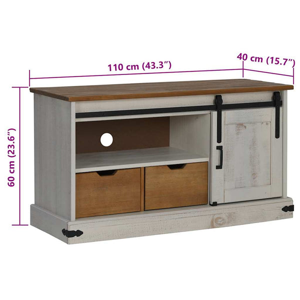 TV-Schrank HALDEN Weiß Massivholz 110 cm