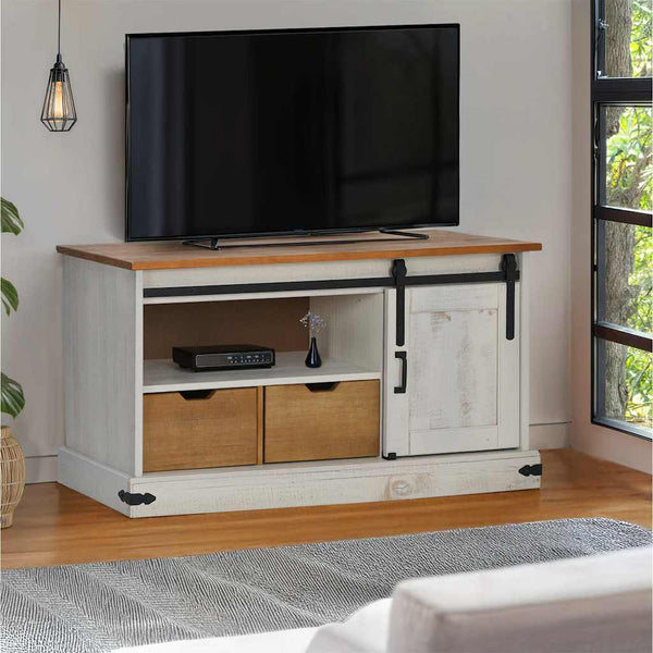 TV-Schrank HALDEN Weiß Massivholz 110 cm