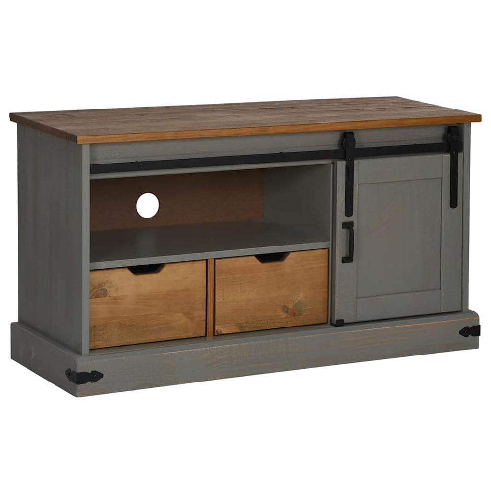 Grauer TV-Schrank HALDEN, Massivholz, 110 cm