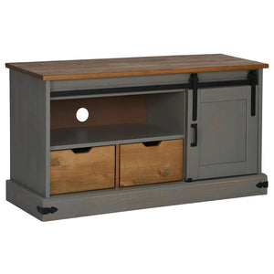 Grauer TV-Schrank HALDEN, Massivholz, 110 cm