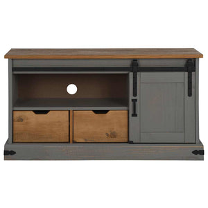 Grauer TV-Schrank HALDEN, Massivholz, 110 cm